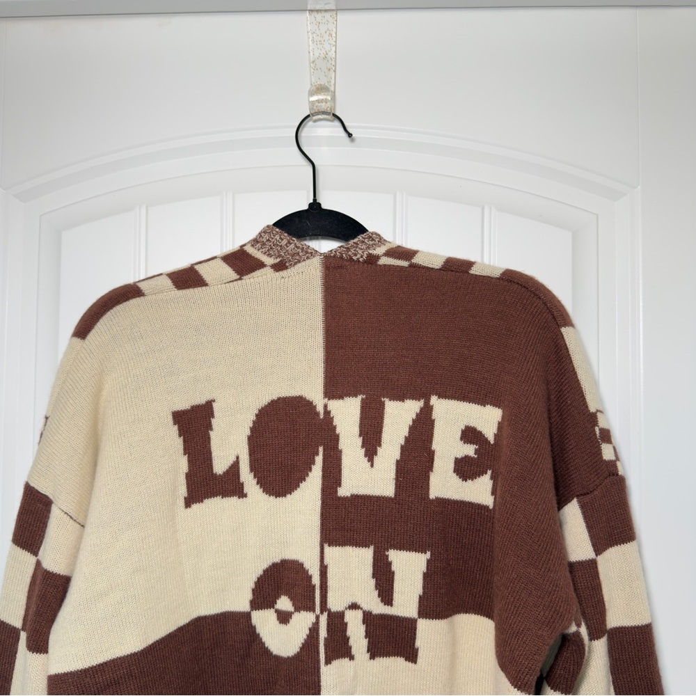 Harry’s Hidden Angels Medium Brown Cream Checkered Cardigan Love On Tour Retro - Picture 7 of 12
